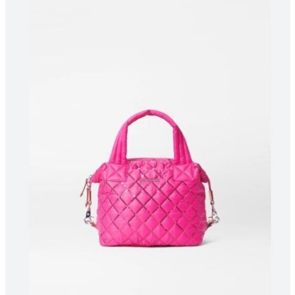 SALE- MZ WALLACE Small Sutton Deluxe sequin quilted satchel bag - FUCHSIA/PINK